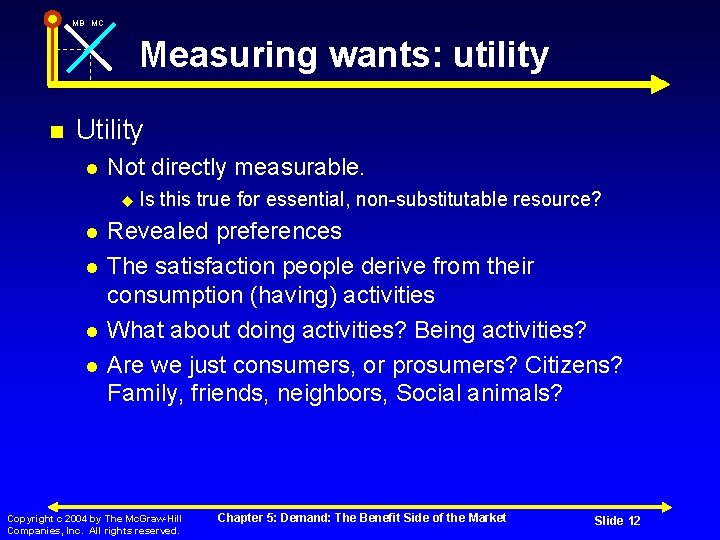 MB MC Measuring wants: utility Utility Not directly measurable. Is this true for essential,