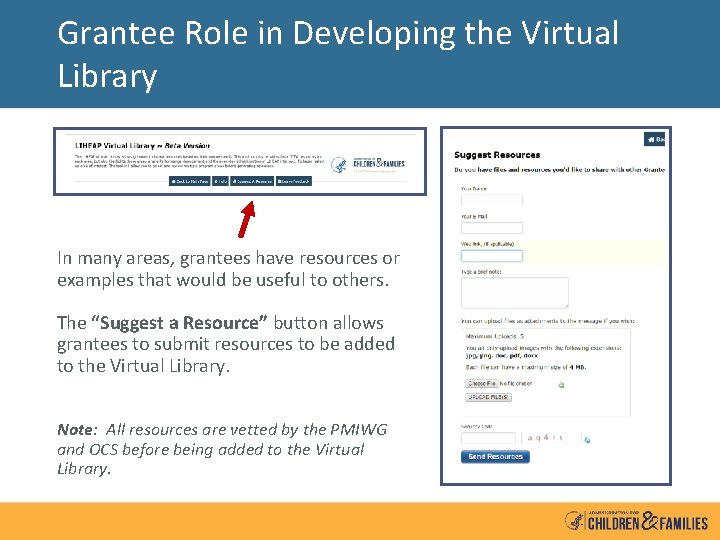 Grantee Role in Developing the Virtual Library In many areas, grantees have resources or