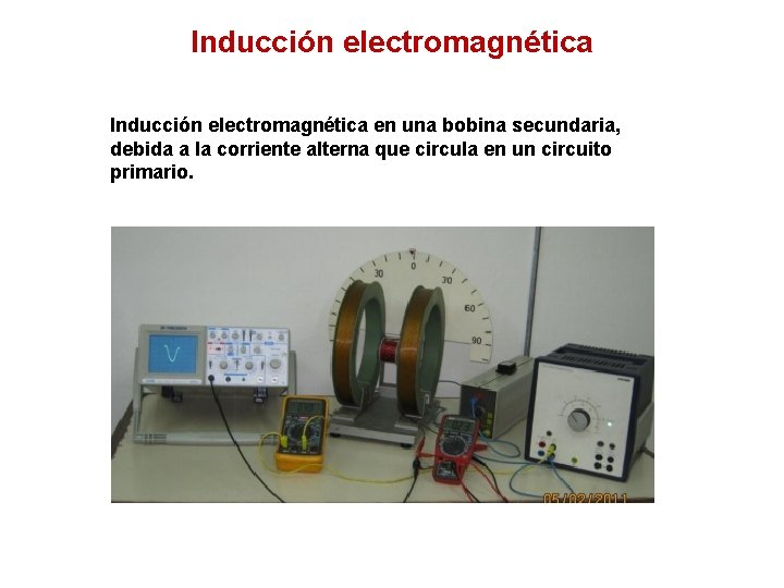 Inducción electromagnética en una bobina secundaria, debida a la corriente alterna que circula en