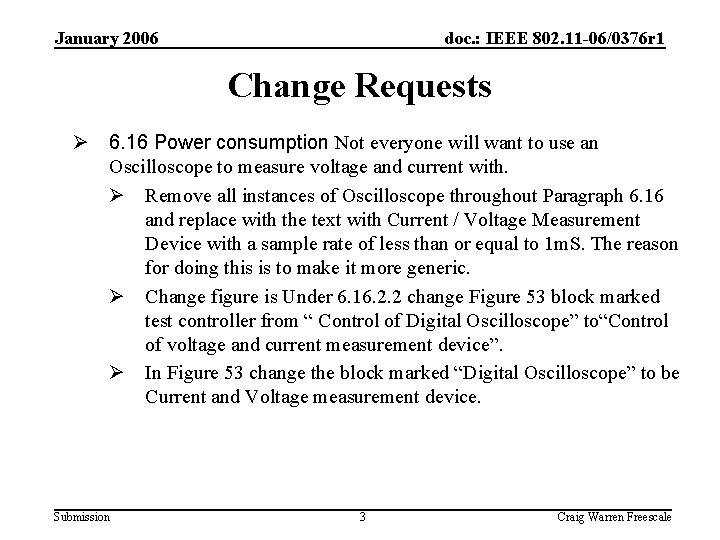 January 2006 doc. : IEEE 802. 11 -06/0376 r 1 Change Requests Ø 6.