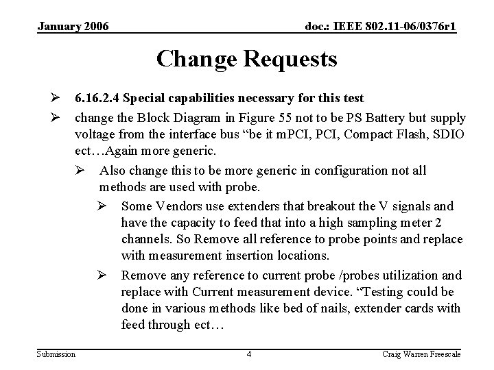 January 2006 doc. : IEEE 802. 11 -06/0376 r 1 Change Requests Ø 6.