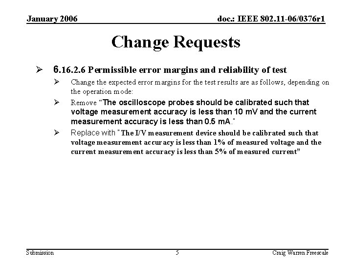 January 2006 doc. : IEEE 802. 11 -06/0376 r 1 Change Requests Ø 6.
