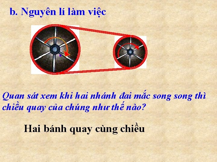 b. Nguyên lí làm việc Quan sát xem khi hai nhánh đai mắc song