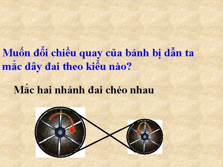 Muốn đổi chiều quay của bánh bị dẫn ta mắc dây đai theo kiểu