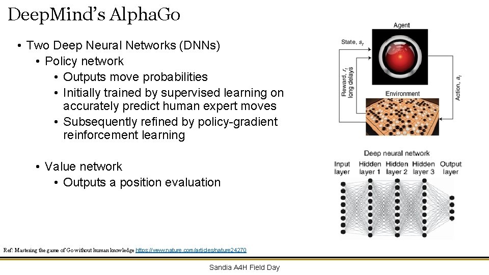 Deep. Mind’s Alpha. Go • Two Deep Neural Networks (DNNs) • Policy network •