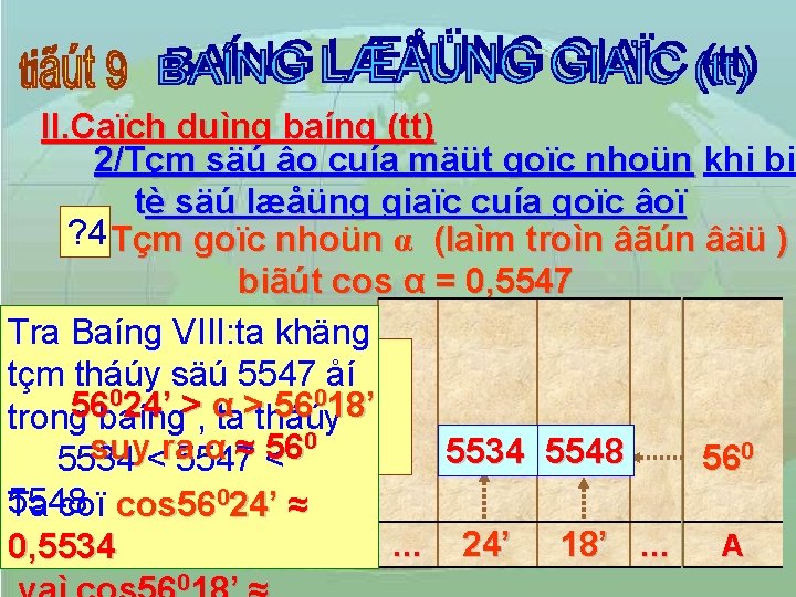 II. Caïch duìng baíng (tt) 2/Tçm säú âo cuía mäüt goïc nhoün khi biã