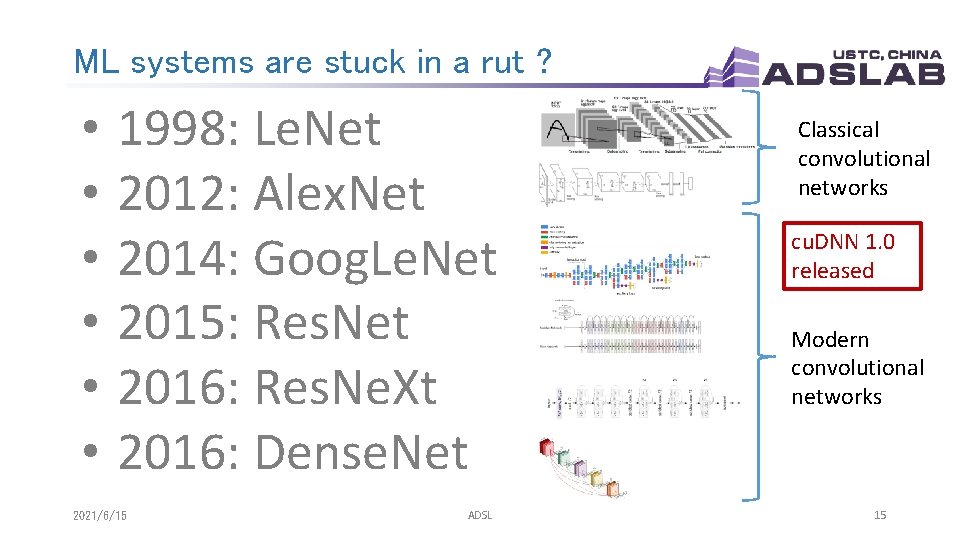 ML systems are stuck in a rut ? • • • 1998: Le. Net