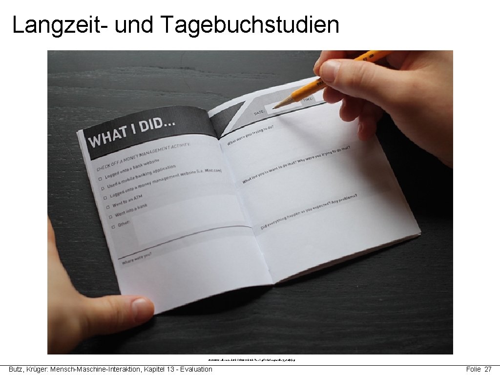 Langzeit- und Tagebuchstudien http: //www. hcii. cmu. edu/M-HCI/2011/BOA-Planning. Tools/images/diary_study. jpg Butz, Krüger: Mensch-Maschine-Interaktion, Kapitel