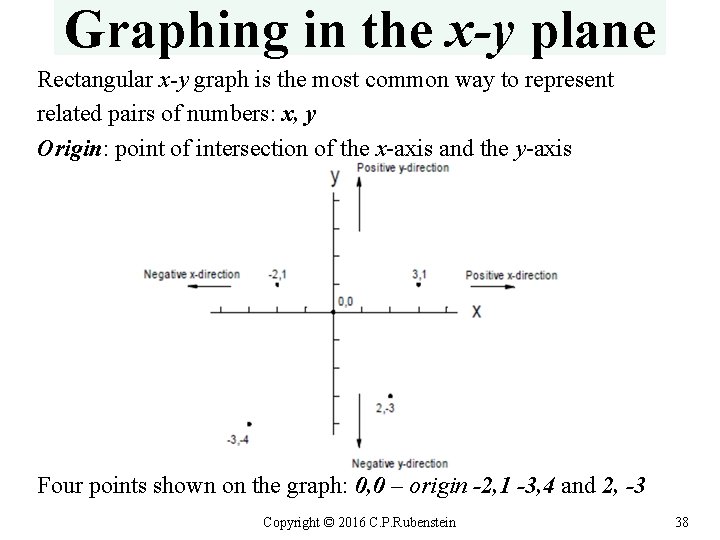 Graphing in the x-y plane Rectangular x-y graph is the most common way to