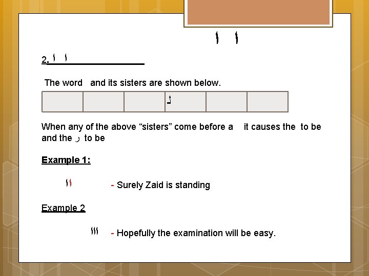  ﺍ ﺍ 2. ﺍ ﺍ The word and its sisters are shown below.