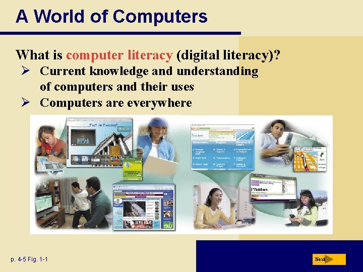 A World of Computers What is computer literacy (digital literacy)? Ø Current knowledge and