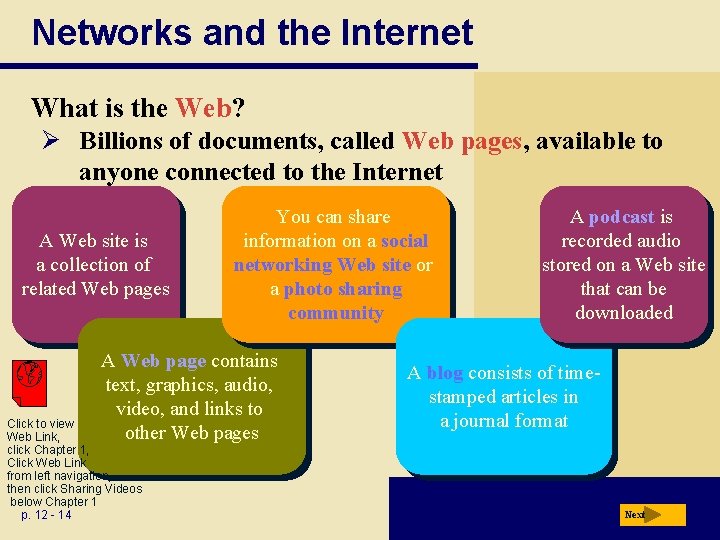 Networks and the Internet What is the Web? Ø Billions of documents, called Web