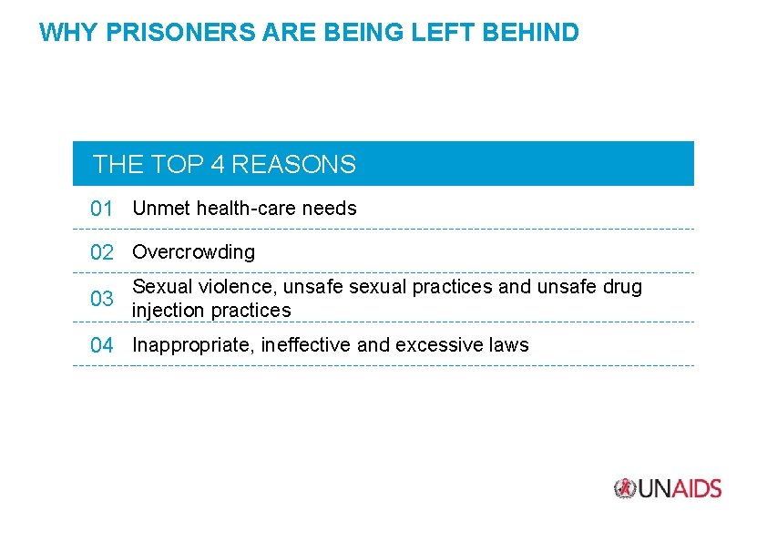 WHY PRISONERS ARE BEING LEFT BEHIND THE TOP 4 REASONS 01 Unmet health-care needs