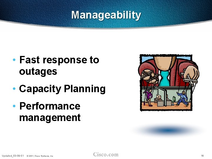 Manageability • Fast response to outages • Capacity Planning • Performance management Updated_03 -09