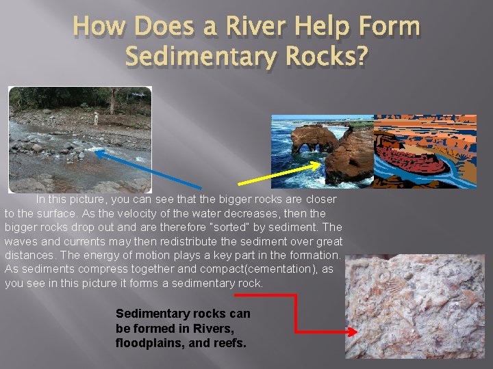 How Does a River Help Form Sedimentary Rocks? In this picture, you can see