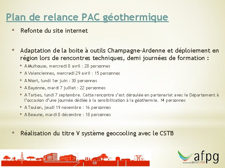 Plan de relance PAC géothermique • Refonte du site internet • Adaptation de la