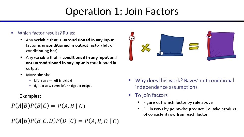 Operation 1: Join Factors § Which factor results? Rules: § Any variable that is