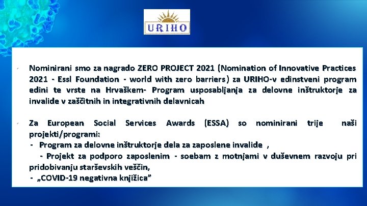  • Nominirani smo za nagrado ZERO PROJECT 2021 (Nomination of Innovative Practices 2021