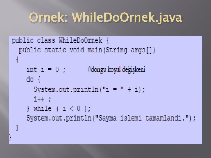 Örnek: While. Do. Ornek. java 