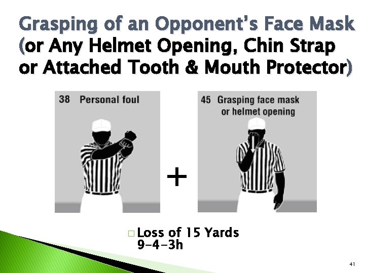 Grasping of an Opponent’s Face Mask (or Any Helmet Opening, Chin Strap or Attached