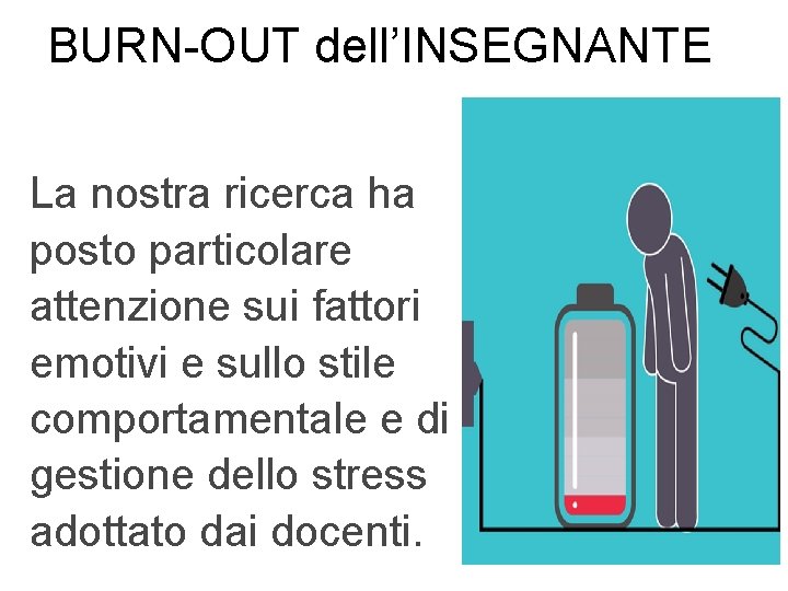 BURN-OUT dell’INSEGNANTE La nostra ricerca ha posto particolare attenzione sui fattori emotivi e sullo