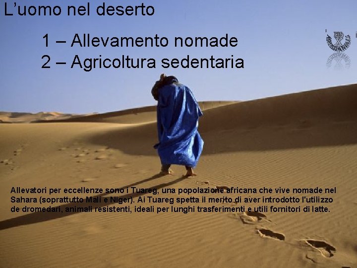 L’uomo nel deserto 1 – Allevamento nomade 2 – Agricoltura sedentaria Allevatori per eccellenze