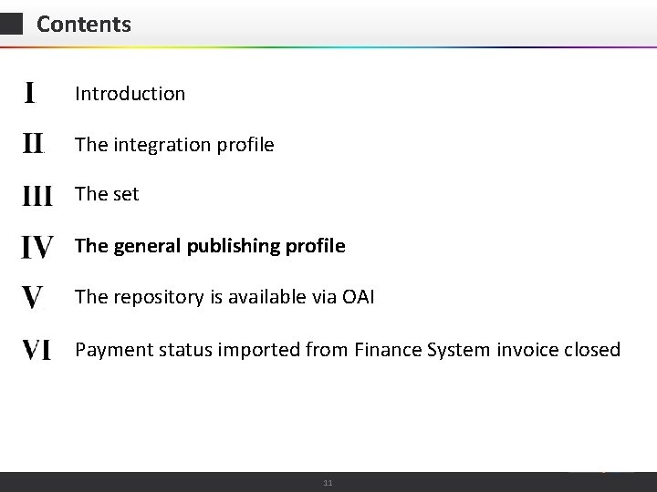 Contents Introduction The integration profile The set The general publishing profile The repository is