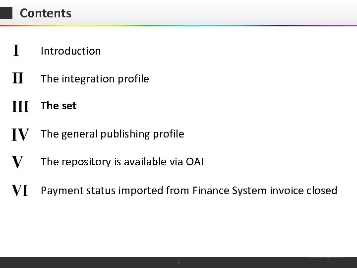 Contents Introduction The integration profile The set The general publishing profile The repository is