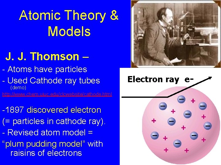 Atomic Theory & Models J. J. Thomson – - Atoms have particles - Used