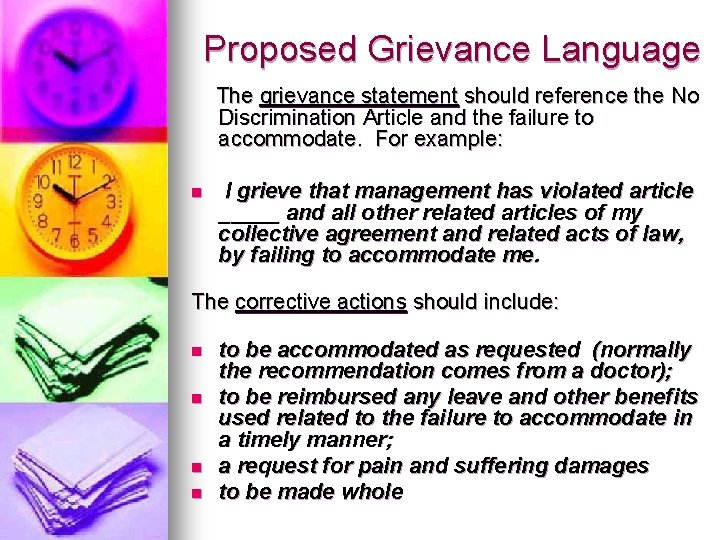 Proposed Grievance Language The grievance statement should reference the No Discrimination Article and the
