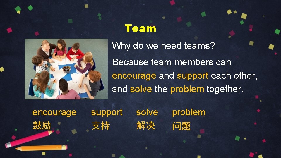 Team Why do we need teams? Because team members can encourage and support each