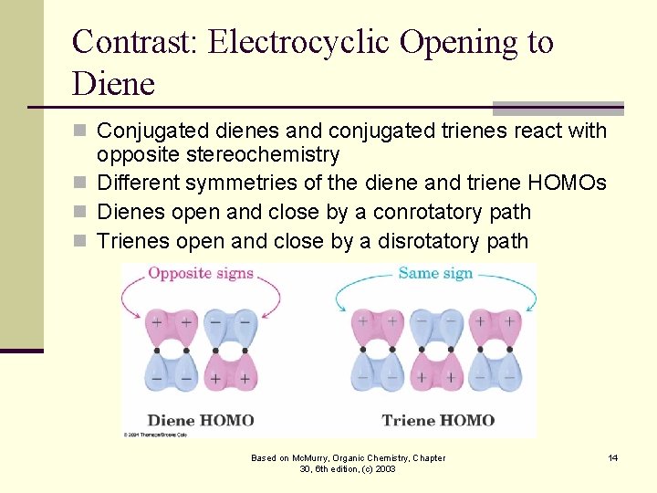 Contrast: Electrocyclic Opening to Diene n Conjugated dienes and conjugated trienes react with opposite Contrast: Electrocyclic Opening to Diene n Conjugated dienes and conjugated trienes react with opposite
