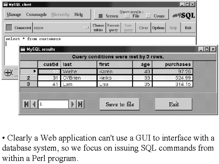 • Clearly a Web application can't use a GUI to interface with a