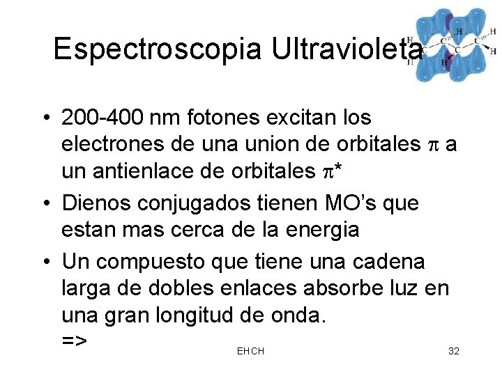 Espectroscopia Ultravioleta • 200 -400 nm fotones excitan los electrones de una union de