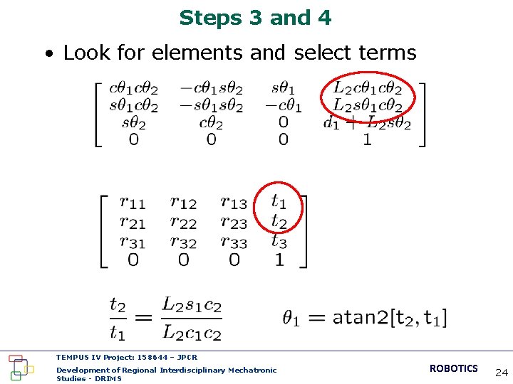 Steps 3 and 4 • Look for elements and select terms TEMPUS IV Project: