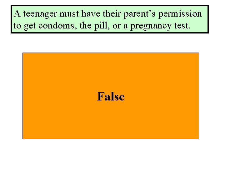 A teenager must have their parent’s permission to get condoms, the pill, or a