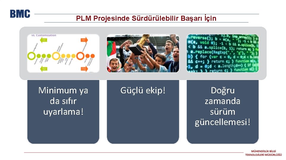 PLM Projesinde Sürdürülebilir Başarı İçin Minimum ya da sıfır uyarlama! Güçlü ekip! Doğru zamanda