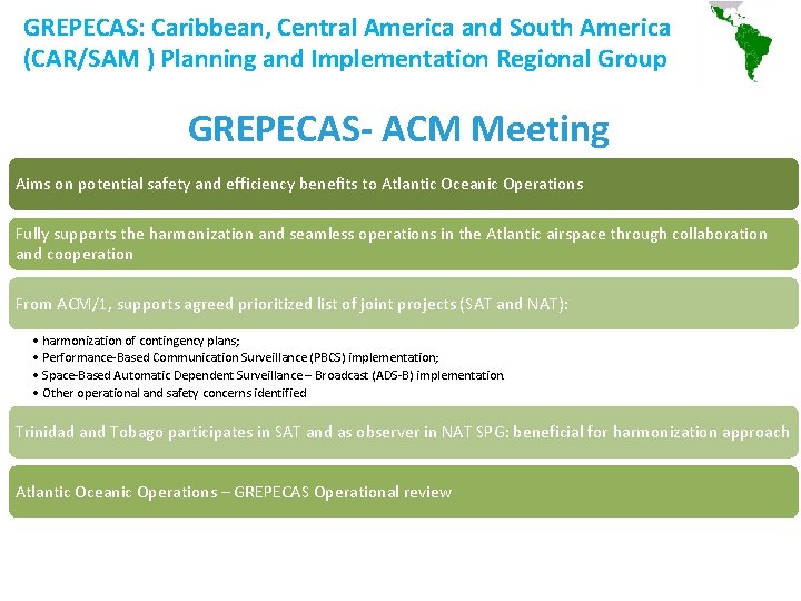 GREPECAS: Caribbean, Central America and South America (CAR/SAM ) Planning and Implementation Regional Group