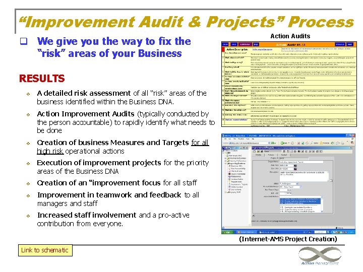 “Improvement Audit & Projects” Process q We give you the way to fix the