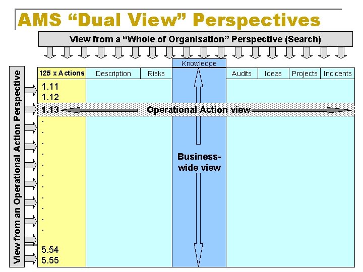 AMS “Dual View” Perspectives View from a “Whole of Organisation” Perspective (Search) View from