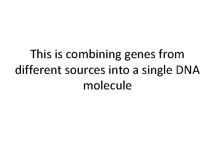 This is combining genes from different sources into a single DNA molecule 