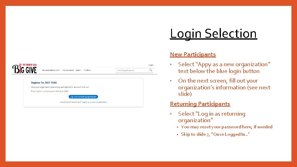 Login Selection New Participants • Select “Appy as a new organization” text below the