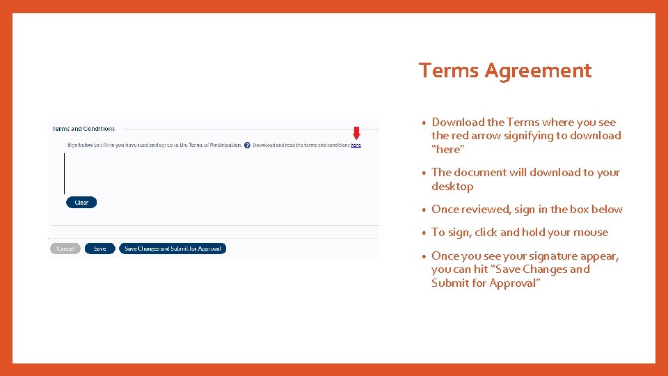 Terms Agreement • Download the Terms where you see the red arrow signifying to