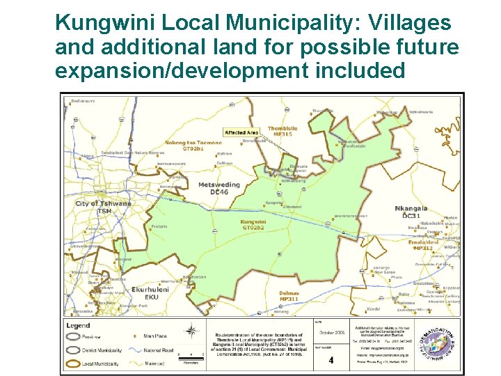 Kungwini Local Municipality: Villages and additional land for possible future expansion/development included 11 