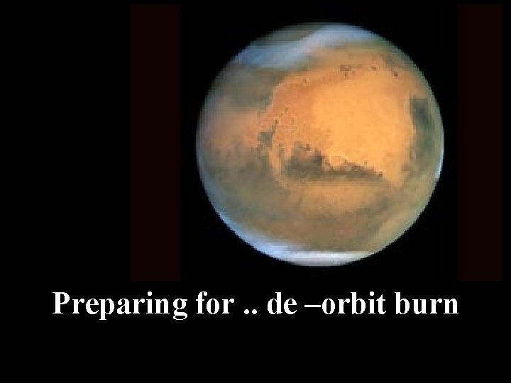 Preparing for. . de –orbit burn 