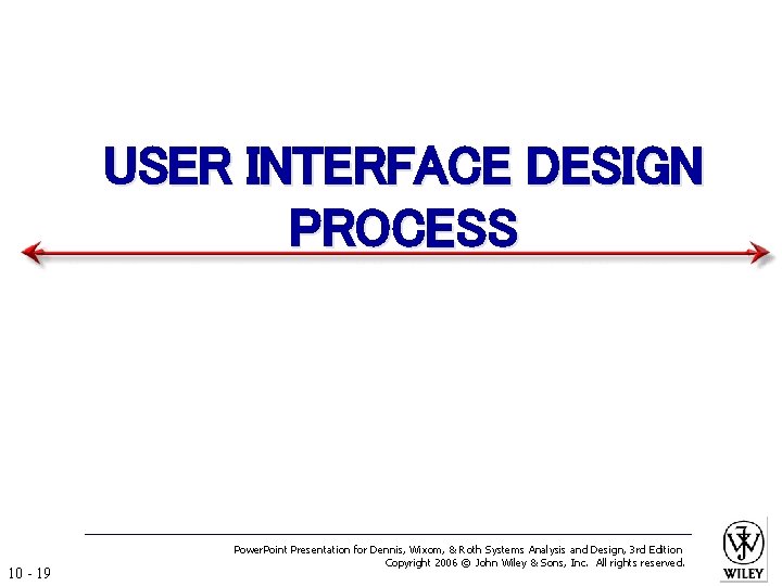 USER INTERFACE DESIGN PROCESS 10 - 19 Power. Point Presentation for Dennis, Wixom, &