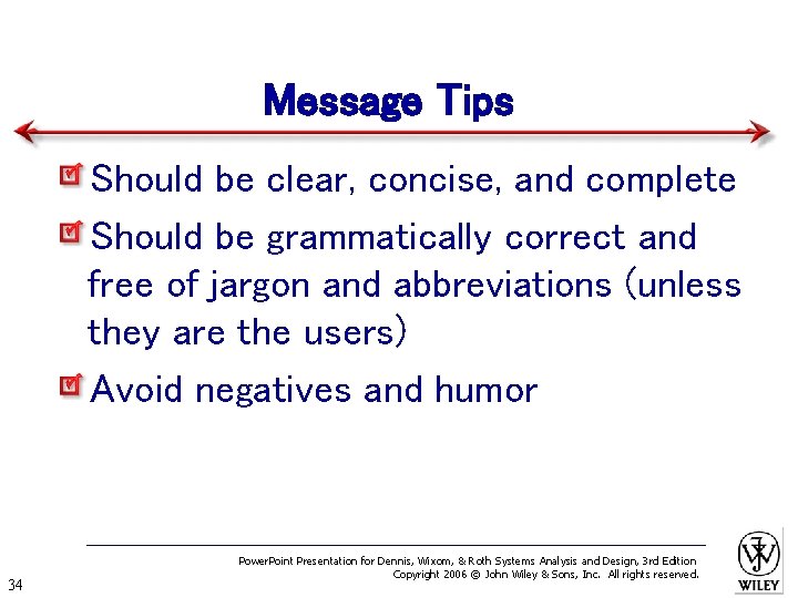 Message Tips Should be clear, concise, and complete Should be grammatically correct and free