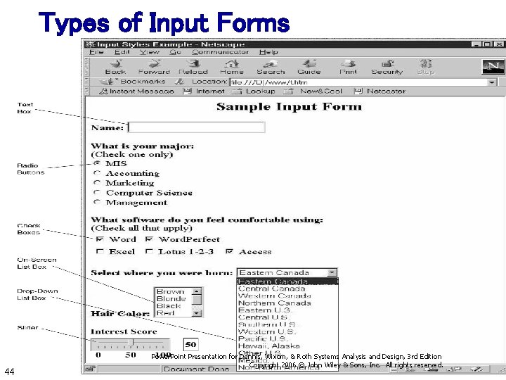 Types of Input Forms 44 Power. Point Presentation for Dennis, Wixom, & Roth Systems