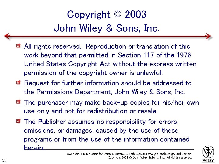 Copyright © 2003 John Wiley & Sons, Inc. All rights reserved. Reproduction or translation