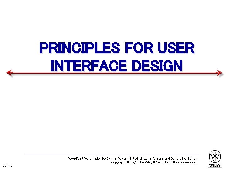 PRINCIPLES FOR USER INTERFACE DESIGN 10 - 6 Power. Point Presentation for Dennis, Wixom,